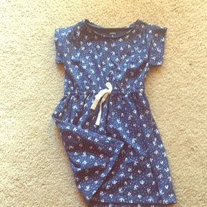 navy with white flowers, in good used condition